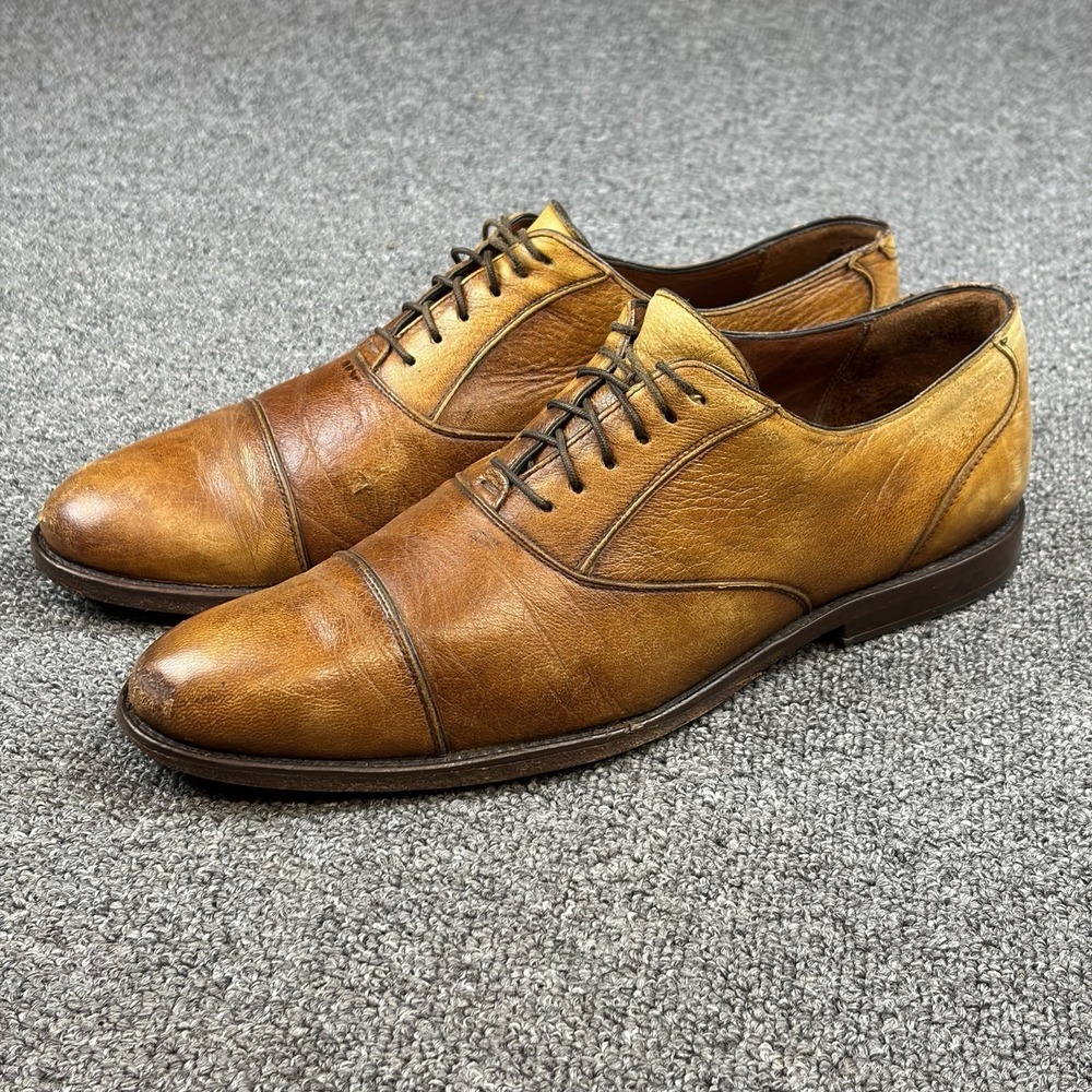 Alan Payne Handmade Italian Leather Cap Toe Oxford Shoes Mens Size 9 Brown Blake